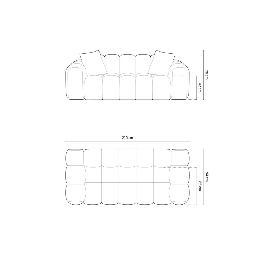 Treno 3-Sitzer Sofa aus Samt in Grau (Bluvel 14), 210x94x70 cm von Cosmopolitan Design – Bild 3