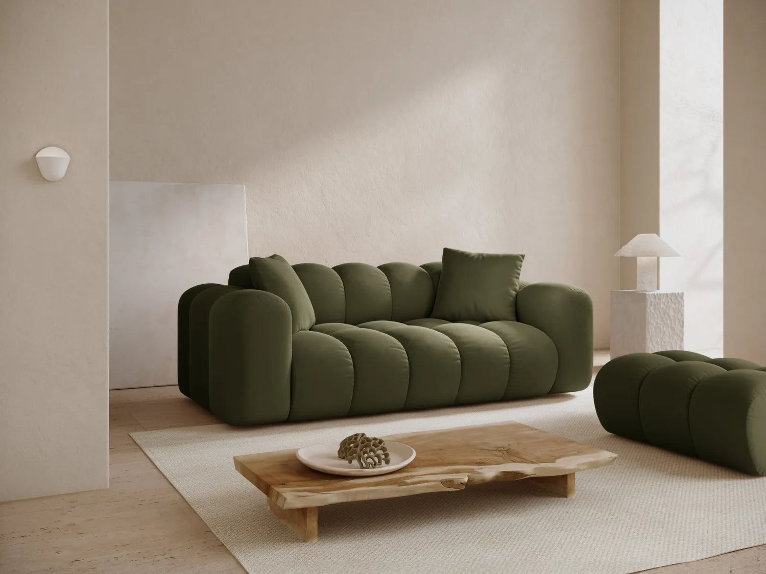 Treno 3-Sitzer Sofa aus Samt in Grün (Bluvel 77), 210x94x70 cm von Cosmopolitan Design – Bild 2