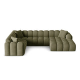 Treno 4-Sitzer Panorama Ecksofa, Linke Seite, aus Chenille in Grün (Eden 12 Olive), Beine aus Schwarzes Plastik, 330x240x70 cm von Cosmopolitan Design – Bild 1