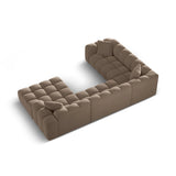 Treno 4-Sitzer Panorama Ecksofa, Linke Seite, aus Samt in Cappuccino (Bluvel 40), Beine aus Schwarzes Plastik, 330x240x70 cm von Cosmopolitan Design – Bild 5