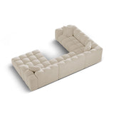 Treno 4-Sitzer Panorama Ecksofa, Linke Seite, aus Samt in Dunkelbeige (Bluvel 30), Beine aus Schwarzes Plastik, 330x240x70 cm von Cosmopolitan Design – Bild 5