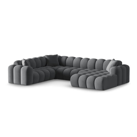 Treno 4-Sitzer Panorama Ecksofa, Linke Seite, aus Samt in Grau (Bluvel 14), Beine aus Schwarzes Plastik, 330x240x70 cm von Cosmopolitan Design – Bild 3