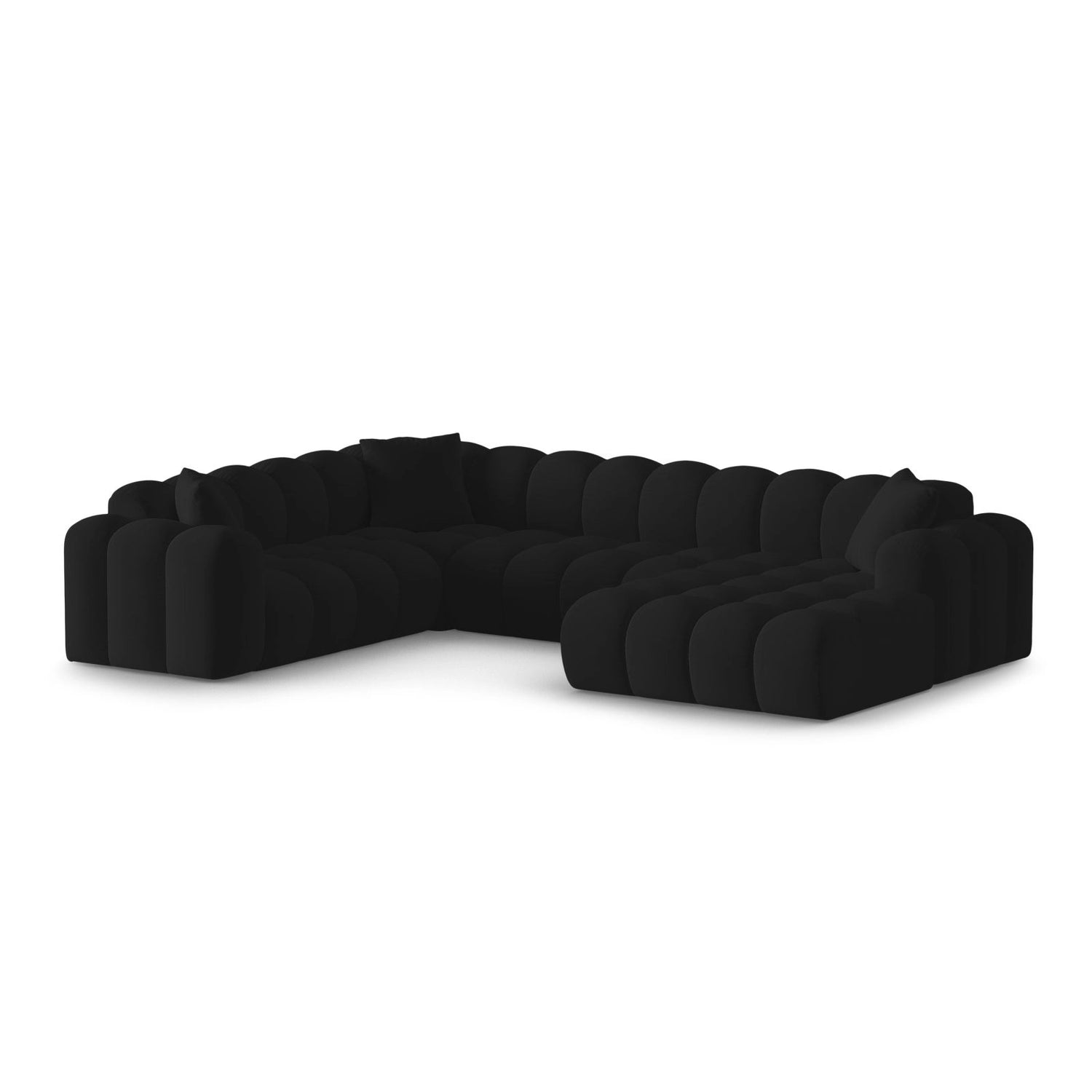 Treno 4-Sitzer Panorama Ecksofa, Linke Seite, aus Samt in Schwarz (Bluvel 19), Beine aus Schwarzes Plastik, 330x240x70 cm von Cosmopolitan Design – Bild 3