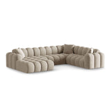 Treno 4-Sitzer Panorama Ecksofa, Rechte Seite, aus Chenille in Dunkelbeige (Eden 4 Beige), Beine aus Schwarzes Plastik, 330x240x70 cm von Cosmopolitan Design – Bild 3