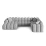 Treno 4-Sitzer Panorama Ecksofa, Rechte Seite, aus Chenille in Hellgrau (Eden 18 Grey), Beine aus Schwarzes Plastik, 330x240x70 cm von Cosmopolitan Design – Bild 1