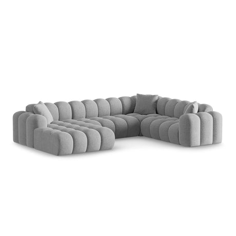 Treno 4-Sitzer Panorama Ecksofa, Rechte Seite, aus Chenille in Hellgrau (Eden 18 Grey), Beine aus Schwarzes Plastik, 330x240x70 cm von Cosmopolitan Design – Bild 3