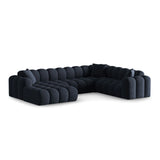 Treno 4-Sitzer Panorama Ecksofa, Rechte Seite, aus Chenille in Marineblau (Eden 16 Deep Blue), Beine aus Schwarzes Plastik, 330x240x70 cm von Cosmopolitan Design – Bild 3