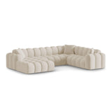 Treno 4-Sitzer Panorama Ecksofa, Rechte Seite, aus Samt in Dunkelbeige (Bluvel 30), Beine aus Schwarzes Plastik, 330x240x70 cm von Cosmopolitan Design – Bild 3
