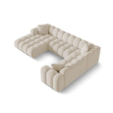 Treno 4-Sitzer Panorama Ecksofa, Rechte Seite, aus Samt in Dunkelbeige (Bluvel 30), Beine aus Schwarzes Plastik, 330x240x70 cm von Cosmopolitan Design – Bild 4