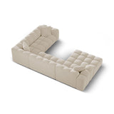 Treno 4-Sitzer Panorama Ecksofa, Rechte Seite, aus Samt in Dunkelbeige (Bluvel 30), Beine aus Schwarzes Plastik, 330x240x70 cm von Cosmopolitan Design – Bild 5