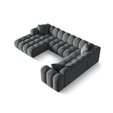 Treno 4-Sitzer Panorama Ecksofa, Rechte Seite, aus Samt in Grau (Bluvel 14), Beine aus Schwarzes Plastik, 330x240x70 cm von Cosmopolitan Design – Bild 4