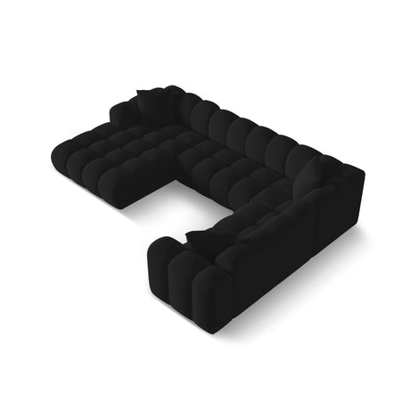 Treno 4-Sitzer Panorama Ecksofa, Rechte Seite, aus Samt in Schwarz (Bluvel 19), Beine aus Schwarzes Plastik, 330x240x70 cm von Cosmopolitan Design – Bild 4
