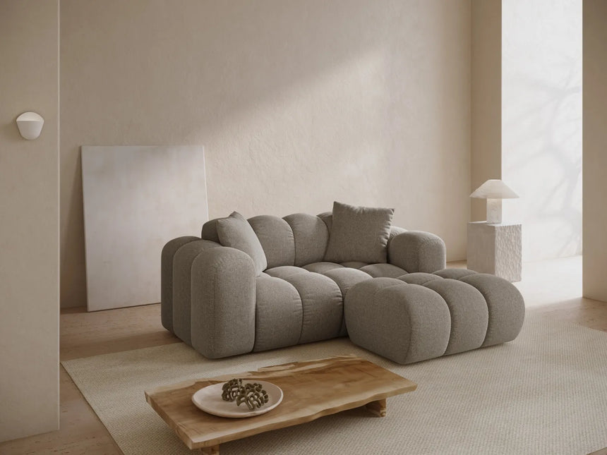 Treno Pouf aus Chenille in Dunkelbeige (Eden 4 Beige), 90x70x42 cm von Cosmopolitan Design – Bild 2