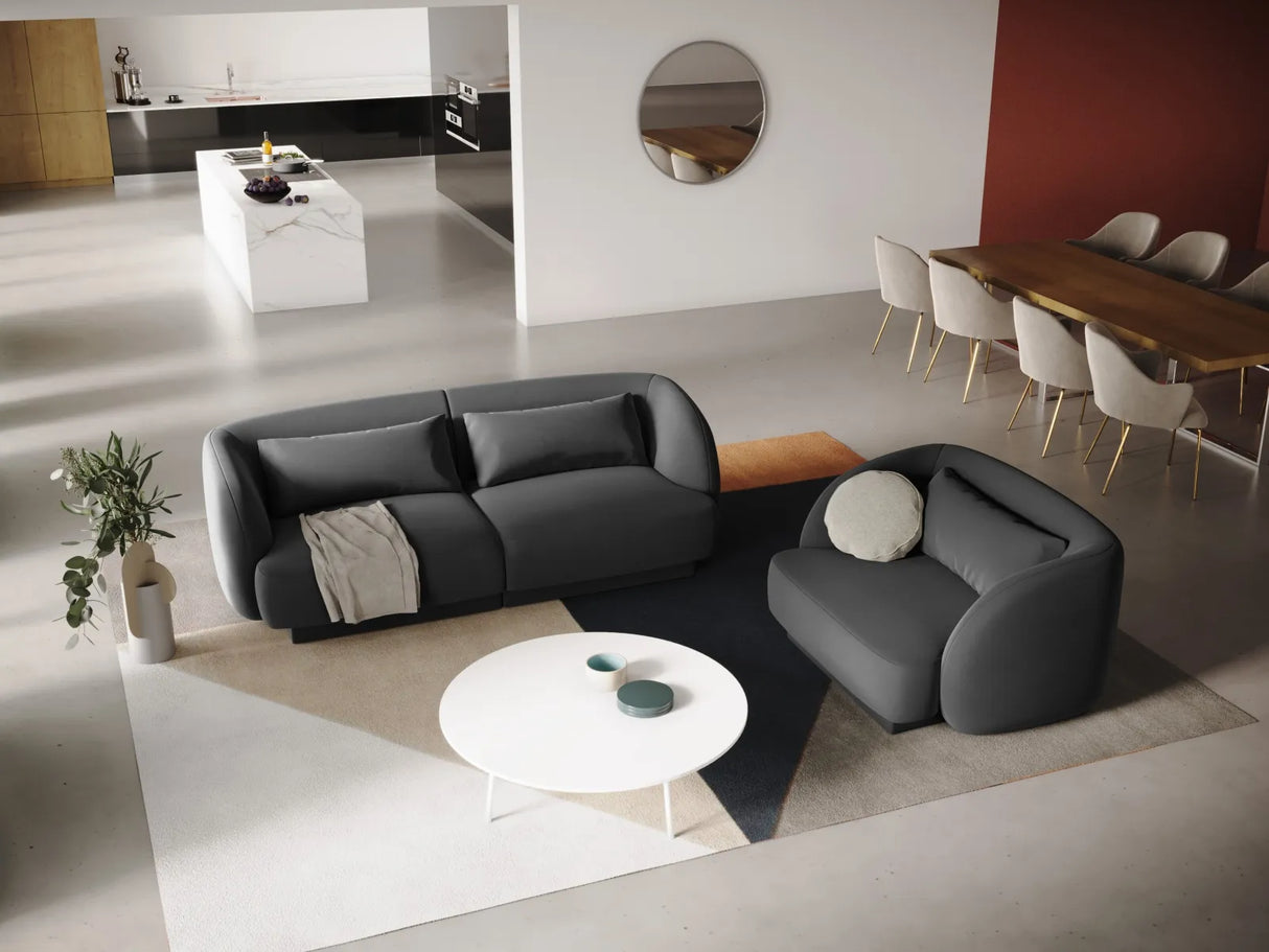 Tulum 2-Sitzer Sofa aus Samt in Grau (Bluvel 14), 180x90x70 cm von Cosmopolitan Design – Bild 2