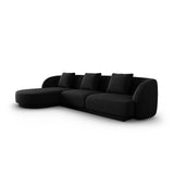 Tulum 4-Sitzer Ecksofa, Linke Seite, aus Chenille in Schwarz (Haga 19), 255x156x70 cm von Cosmopolitan Design – Bild 3