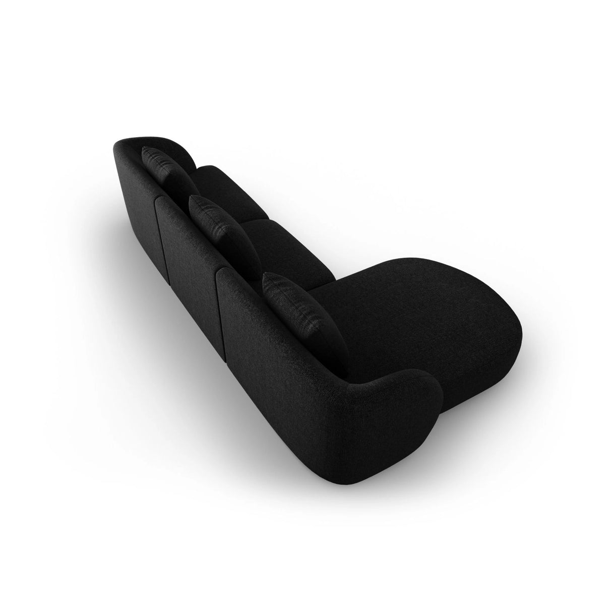 Tulum 4-Sitzer Ecksofa, Linke Seite, aus Chenille in Schwarz (Haga 19), 255x156x70 cm von Cosmopolitan Design – Bild 4