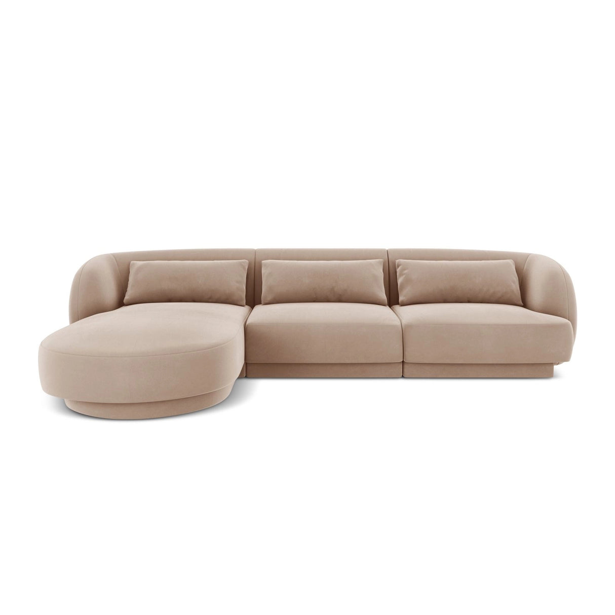 Tulum 4-Sitzer Ecksofa, Linke Seite, aus Samt in Beige (Bluvel 28), 255x156x70 cm von Cosmopolitan Design – Bild 1