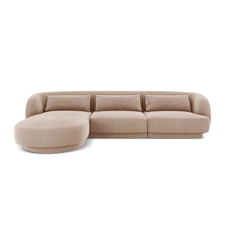 Tulum 4-Sitzer Ecksofa, Linke Seite, aus Samt in Beige (Bluvel 28), 255x156x70 cm von Cosmopolitan Design – Bild 1