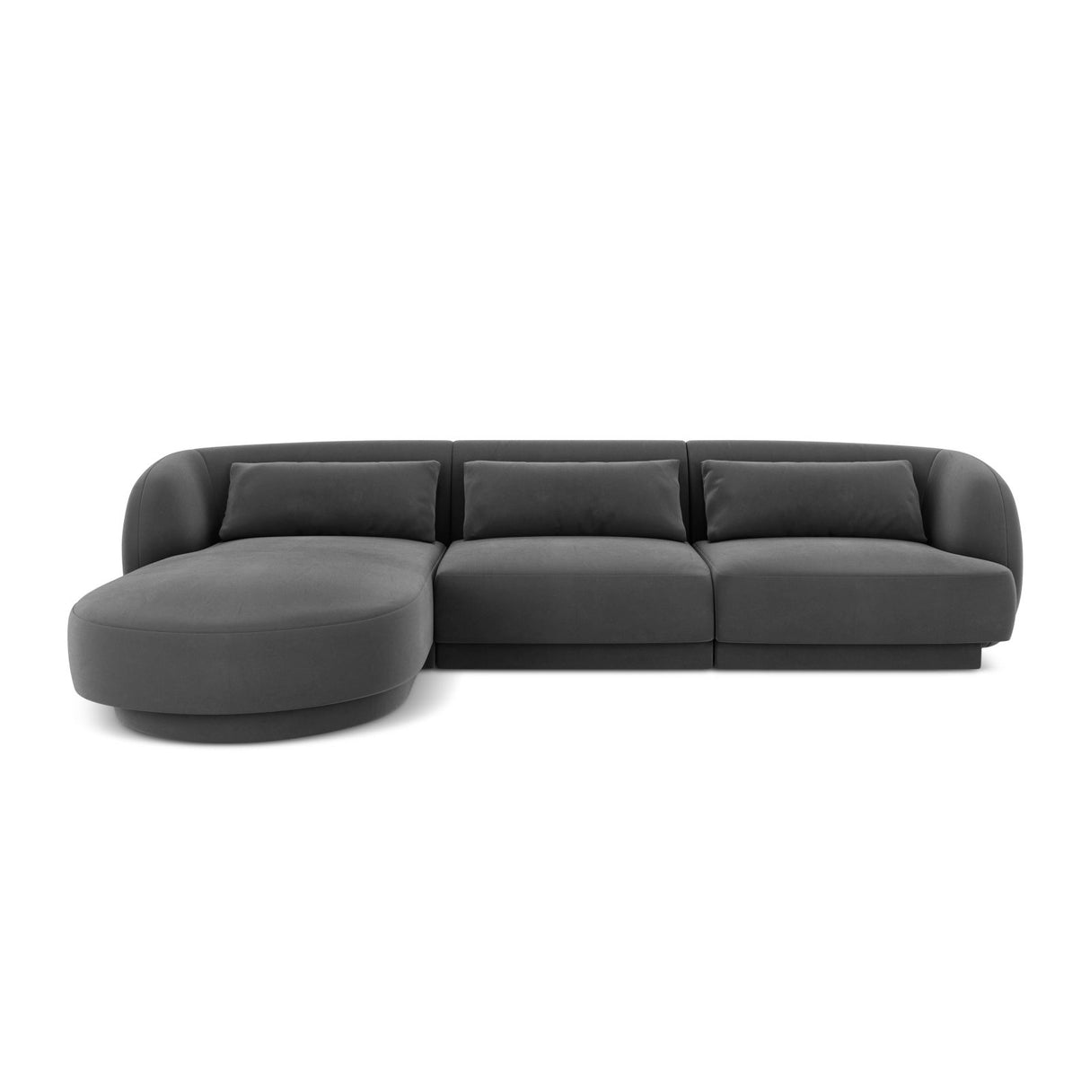 Tulum 4-Sitzer Ecksofa, Linke Seite, aus Samt in Grau (Bluvel 14), 255x156x70 cm von Cosmopolitan Design – Bild 1