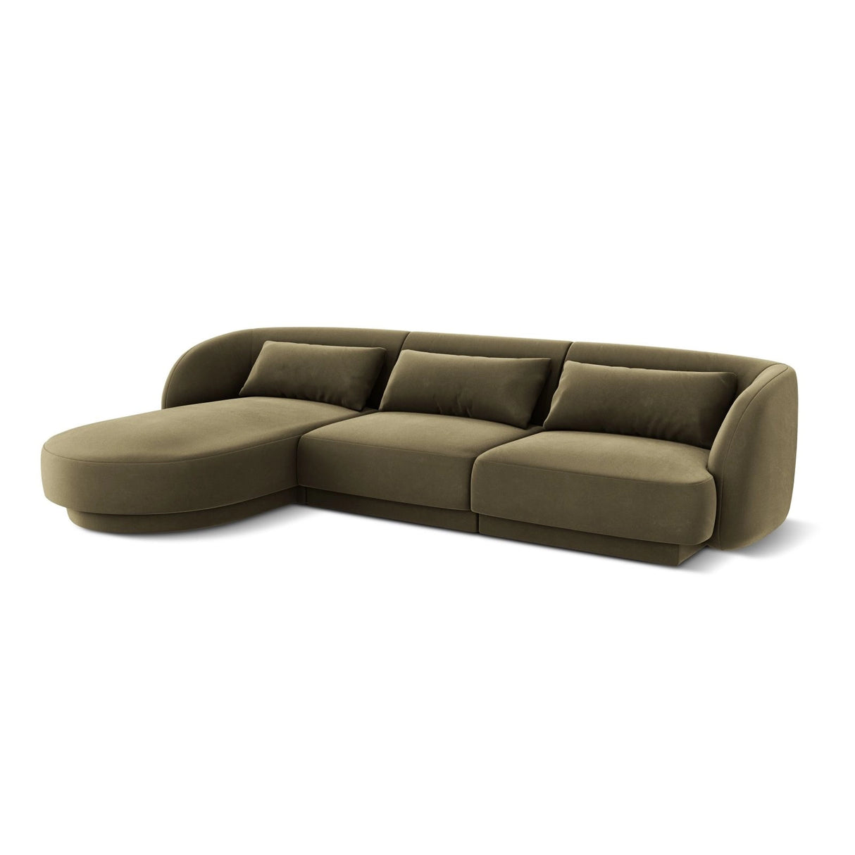 Tulum 4-Sitzer Ecksofa, Linke Seite, aus Samt in Grün (Bluvel 77), 255x156x70 cm von Cosmopolitan Design – Bild 4