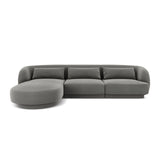Tulum 4-Sitzer Ecksofa, Linke Seite, aus Samt in Hellgrau (Bluvel 13), 255x156x70 cm von Cosmopolitan Design – Bild 1