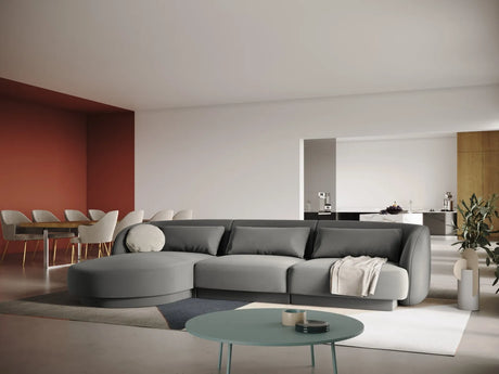 Tulum 4-Sitzer Ecksofa, Linke Seite, aus Samt in Hellgrau (Bluvel 13), 255x156x70 cm von Cosmopolitan Design – Bild 2