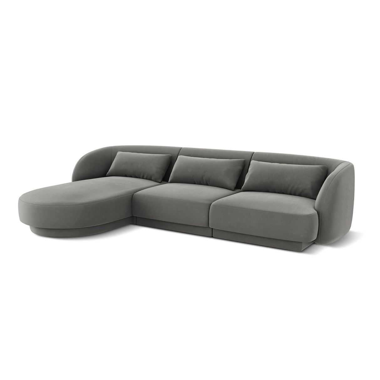 Tulum 4-Sitzer Ecksofa, Linke Seite, aus Samt in Hellgrau (Bluvel 13), 255x156x70 cm von Cosmopolitan Design – Bild 4