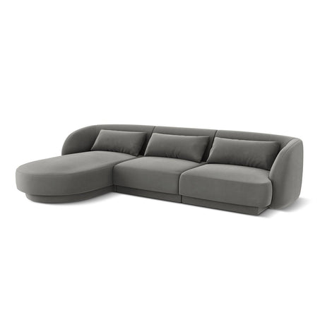 Tulum 4-Sitzer Ecksofa, Linke Seite, aus Samt in Hellgrau (Bluvel 13), 255x156x70 cm von Cosmopolitan Design – Bild 4