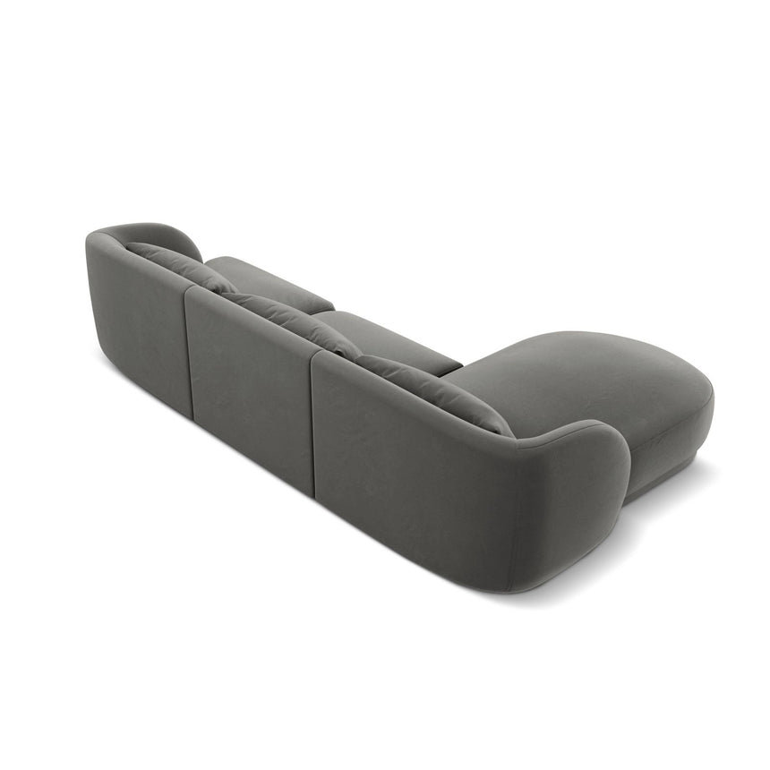 Tulum 4-Sitzer Ecksofa, Linke Seite, aus Samt in Hellgrau (Bluvel 13), 255x156x70 cm von Cosmopolitan Design – Bild 5