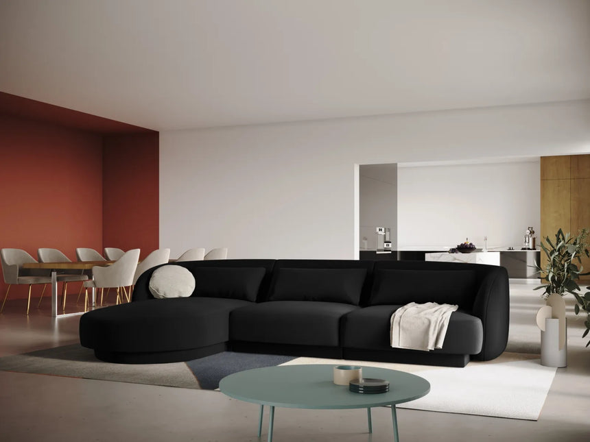 Tulum 4-Sitzer Ecksofa, Linke Seite, aus Samt in Schwarz (Bluvel 19), 255x156x70 cm von Cosmopolitan Design – Bild 2