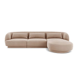 Tulum 4-Sitzer Ecksofa, Rechte Seite, aus Samt in Beige (Bluvel 28), 255x156x70 cm von Cosmopolitan Design – Bild 1