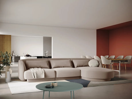 Tulum 4-Sitzer Ecksofa, Rechte Seite, aus Samt in Beige (Bluvel 28), 255x156x70 cm von Cosmopolitan Design – Bild 2