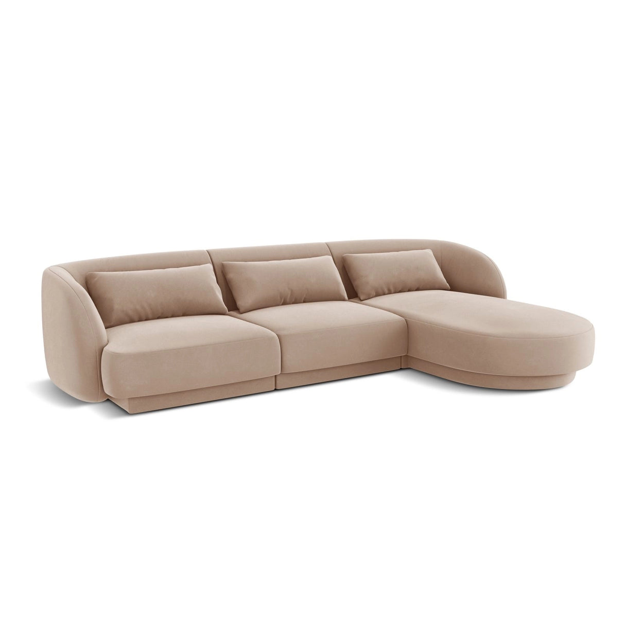 Tulum 4-Sitzer Ecksofa, Rechte Seite, aus Samt in Beige (Bluvel 28), 255x156x70 cm von Cosmopolitan Design – Bild 4