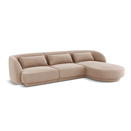 Tulum 4-Sitzer Ecksofa, Rechte Seite, aus Samt in Beige (Bluvel 28), 255x156x70 cm von Cosmopolitan Design – Bild 4