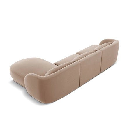 Tulum 4-Sitzer Ecksofa, Rechte Seite, aus Samt in Beige (Bluvel 28), 255x156x70 cm von Cosmopolitan Design – Bild 5