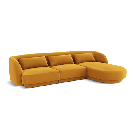Tulum 4-Sitzer Ecksofa, Rechte Seite, aus Samt in Gelb (Bluvel 68), 255x156x70 cm von Cosmopolitan Design – Bild 4