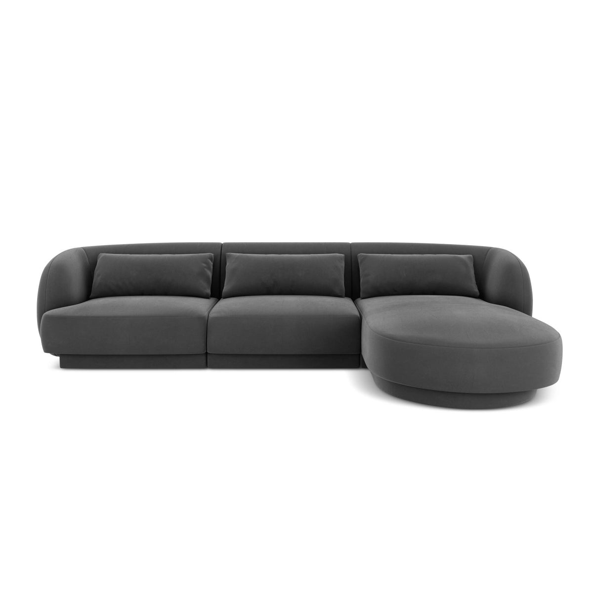 Tulum 4-Sitzer Ecksofa, Rechte Seite, aus Samt in Grau (Bluvel 14), 255x156x70 cm von Cosmopolitan Design – Bild 1