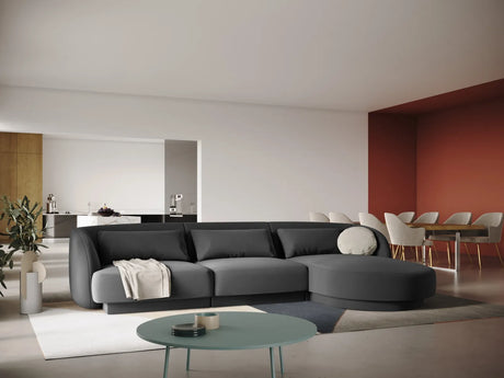 Tulum 4-Sitzer Ecksofa, Rechte Seite, aus Samt in Grau (Bluvel 14), 255x156x70 cm von Cosmopolitan Design – Bild 2