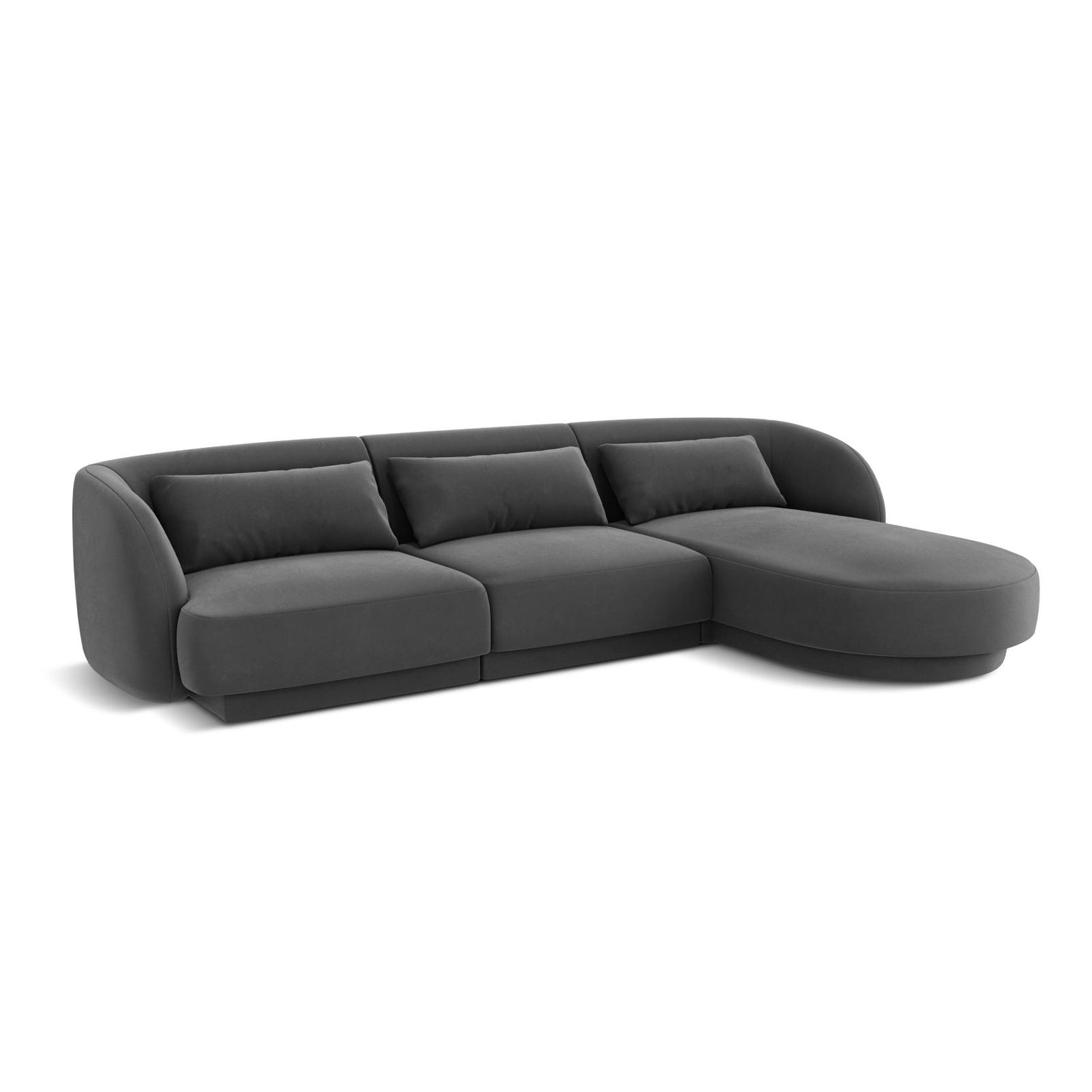 Tulum 4-Sitzer Ecksofa, Rechte Seite, aus Samt in Grau (Bluvel 14), 255x156x70 cm von Cosmopolitan Design – Bild 4