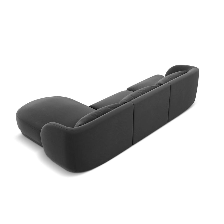 Tulum 4-Sitzer Ecksofa, Rechte Seite, aus Samt in Grau (Bluvel 14), 255x156x70 cm von Cosmopolitan Design – Bild 5