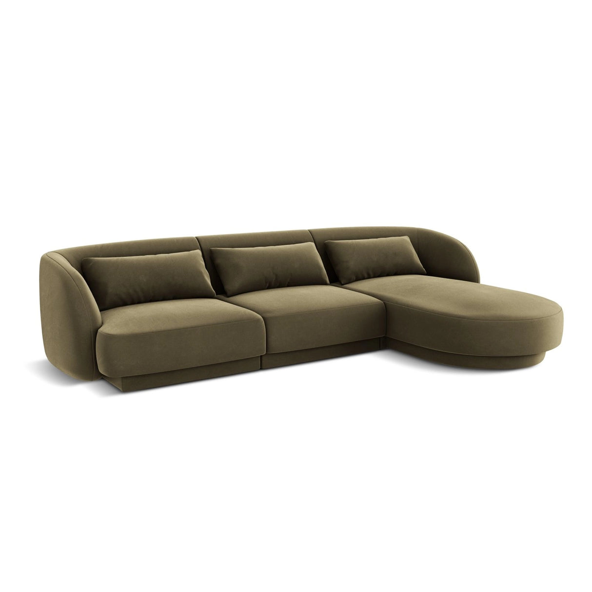 Tulum 4-Sitzer Ecksofa, Rechte Seite, aus Samt in Grün (Bluvel 77), 255x156x70 cm von Cosmopolitan Design – Bild 4