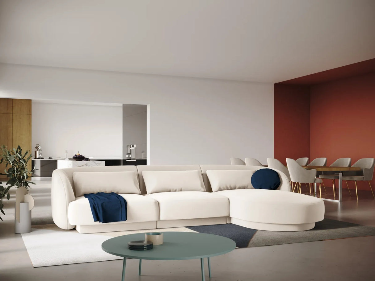 Tulum 4-Sitzer Ecksofa, Rechte Seite, aus Samt in Hellbeige (Bluvel 22), 255x156x70 cm von Cosmopolitan Design – Bild 2