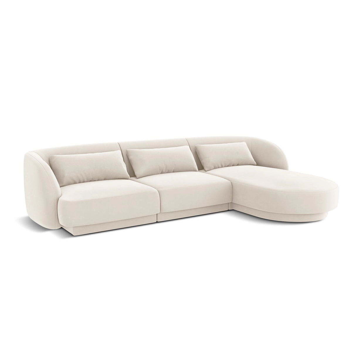Tulum 4-Sitzer Ecksofa, Rechte Seite, aus Samt in Hellbeige (Bluvel 22), 255x156x70 cm von Cosmopolitan Design – Bild 4