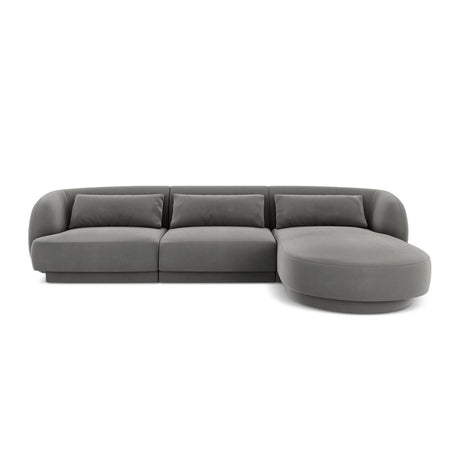Tulum 4-Sitzer Ecksofa, Rechte Seite, aus Samt in Hellgrau (Bluvel 13), 255x156x70 cm von Cosmopolitan Design – Bild 1