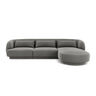 Tulum 4-Sitzer Ecksofa, Rechte Seite, aus Samt in Hellgrau (Bluvel 13), 255x156x70 cm von Cosmopolitan Design – Bild 1