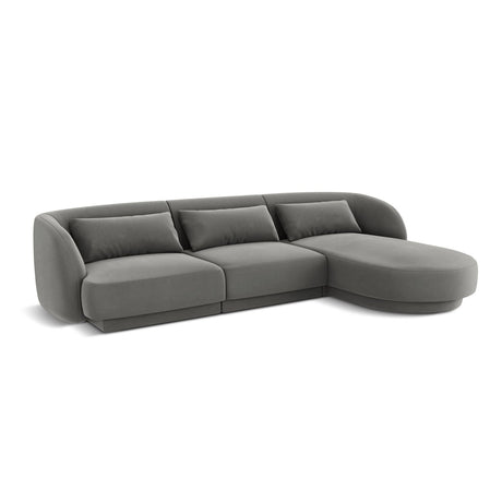 Tulum 4-Sitzer Ecksofa, Rechte Seite, aus Samt in Hellgrau (Bluvel 13), 255x156x70 cm von Cosmopolitan Design – Bild 4