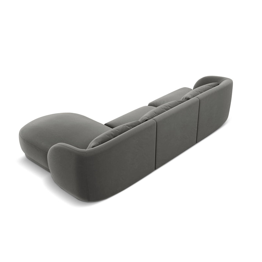 Tulum 4-Sitzer Ecksofa, Rechte Seite, aus Samt in Hellgrau (Bluvel 13), 255x156x70 cm von Cosmopolitan Design – Bild 5