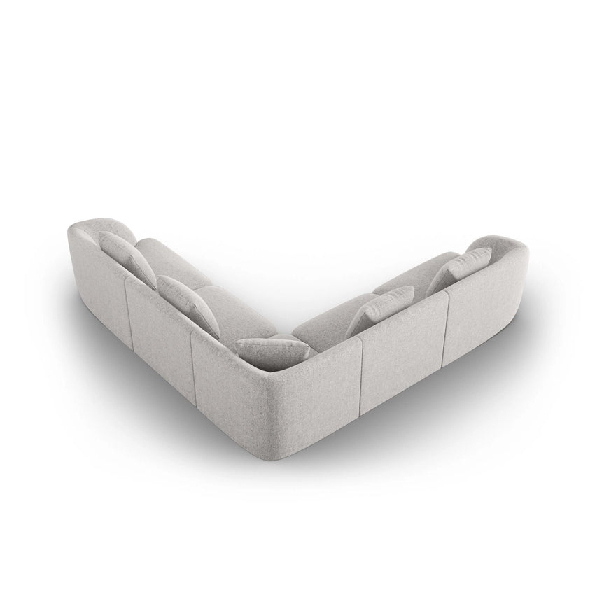 Tulum 5-Sitzer Ecksofa, Symmetrisch, aus Chenille in Hellgrau (Haga 06), 255x255 cm von Cosmopolitan Design – Bild 4