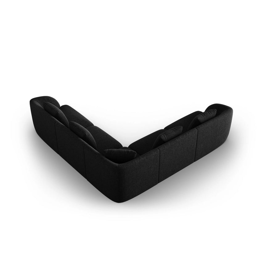 Tulum 5-Sitzer Ecksofa, Symmetrisch, aus Chenille in Schwarz (Haga 19), 255x255 cm von Cosmopolitan Design – Bild 4