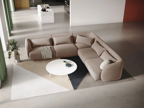 Tulum 5-Sitzer Ecksofa, Symmetrisch, aus Samt in Beige (Bluvel 28), 255x255 cm von Cosmopolitan Design – Bild 2
